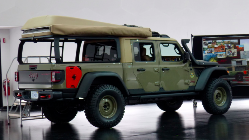 Illustration for article titled The Jeep Wayout Concept Is a 2020 Jeep Gladiator Turned Into an Overlanding Beast